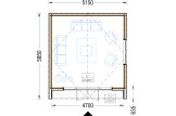 Attefallshus PIA S (34 mm + fasadbeklädnad), 5x5 m, 25 m² specification 1