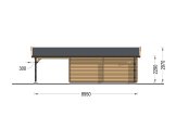 Dubbelgarage MULTI (44 mm) 6x6 m med enkel carport 3x6 m specification 4