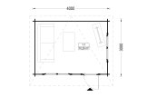 Friggebod med pulpettak DREUX (34 mm), 4x3 m, 12 m² specification 1