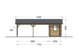 Dubbel carport i trä 5,5x6 m med förråd (44 mm), 2x6 m specification 2