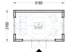Attefallshus EMMY S (isolerad, 34 mm + fasadbeklädnad), 5x3 m, 15 m² specification 1