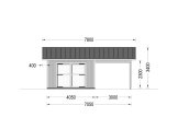 Garage byggsats - enkelgarage LORA ALT MULTI, 4x6 m, 22 m² - med carport 3x6 m specification 2