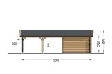 Enkelgarage MULTI (44 mm) 4x6 m med dubbel carport 5,5x6 m specification 4