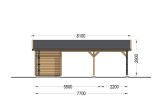 Dubbel carport i trä 5,5x6 m med förråd (44 mm), 2x6 m specification 4