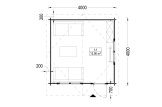 Friggebod DREUX (44 mm), 4x4 m, 16 m² specification 1