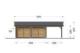 Dubbelgarage MULTI (44 mm) 6x6 m med enkel carport 3x6 m specification 2