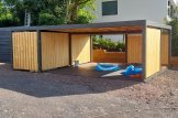 Dubbel carport i trä LUNA DUO F PLUS med förråd och sidopanel, 7,6x5,6 m customer 1