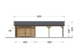 Enkelgarage MULTI (44 mm) 4x6 m med dubbel carport 5,5x6 m specification 2