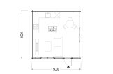 Attefallshus DREUX (44 mm), 5x5 m, 25 m² specification 1