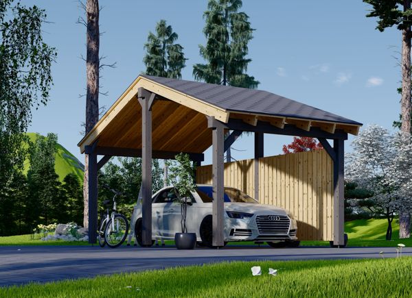 Enkel carport i trä LUNA med sidopanel 3,2x6 m avp.ui.product_images.thumbnail 1