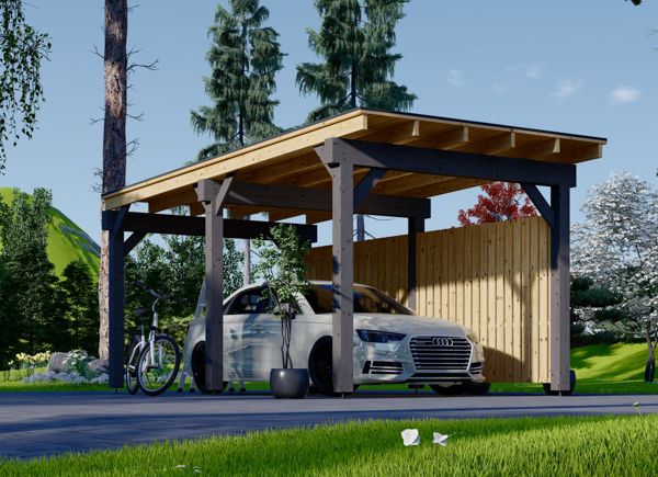 Enkel carport i trä LUNA F med sidopanel 3,2x6 m avp.ui.product_images.thumbnail 1