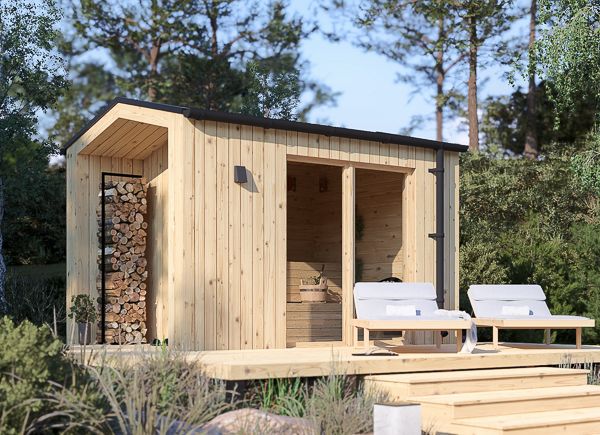 Bastuhus SERENE (34 mm + fasadbeklädnad), 3.3x2.5 m, 4.95 m² avp.ui.product_images.thumbnail 1