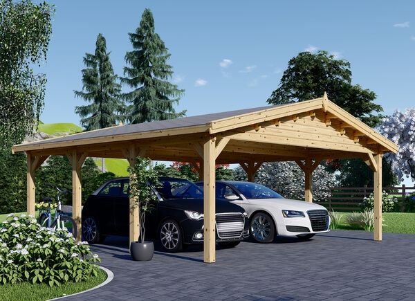 Dubbel carport i trä CLASSIC DUO, 6x6 m avp.ui.product_images.thumbnail 1