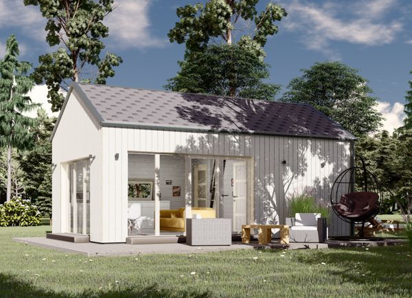 Attefallshus med loft ALMA (44 mm + fasadbeklädnad), 7,1x4,1m, 24 m² + 10 m² loft avp.ui.product_images.thumbnail 1