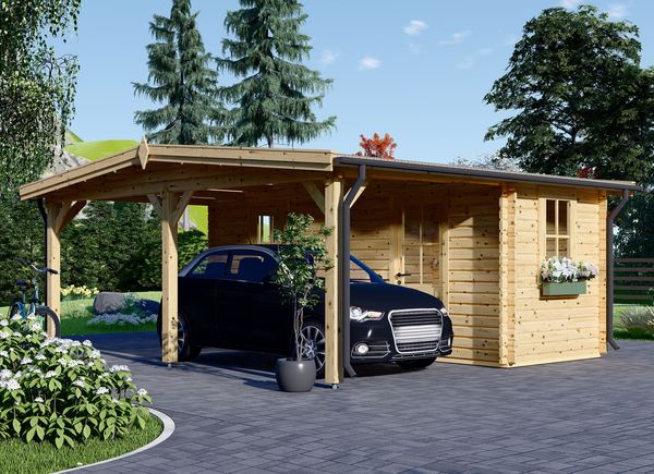 Enkel carport i trä 3x6 m med förråd (44 mm), 2x6 m avp.ui.product_images.thumbnail 1