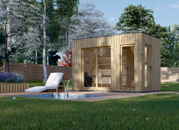 Bastuhus med omklädningsrum DELLA (34 mm + fasadbeklädnad), 3,6 x 2,1 m, 5,5 m² avp.ui.product_images.thumbnail 1