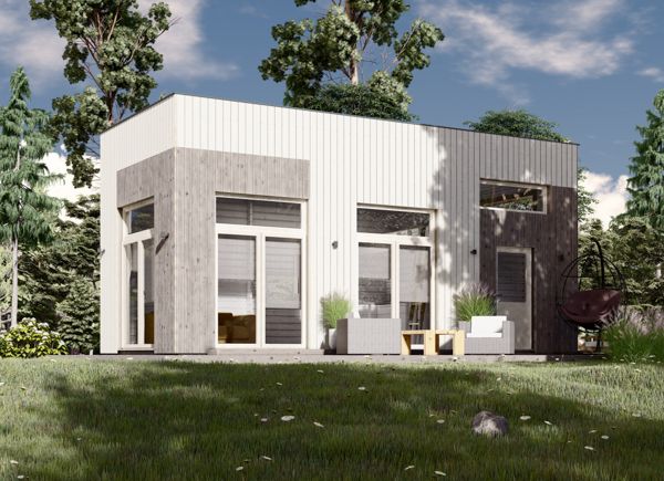 Attefallshus med loft LOTTE (44 mm + fasadbeklädnad), 8,2x3,6 m, 24 m² + 8 m² loft avp.ui.product_images.thumbnail 1