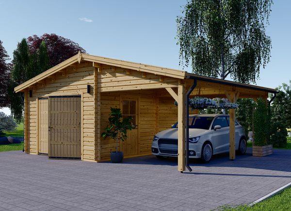 Enkelgarage MULTI (44 mm) 4x6 m med carport 3x6 m avp.ui.product_images.thumbnail 1