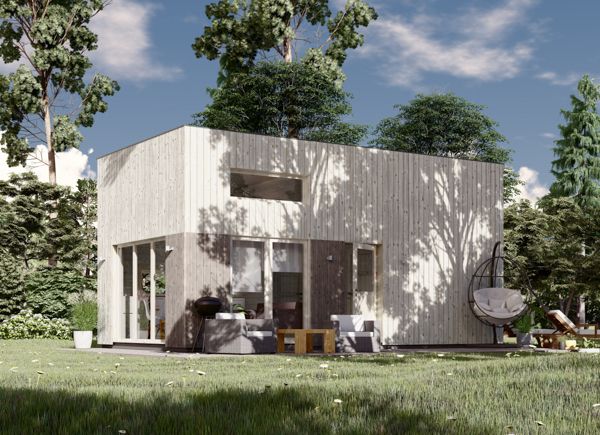 Attefallshus med loft SONJA (44 mm + fasadbeklädnad), 7,5x4 m, 24 m² + 11 m² loft avp.ui.product_images.thumbnail 1