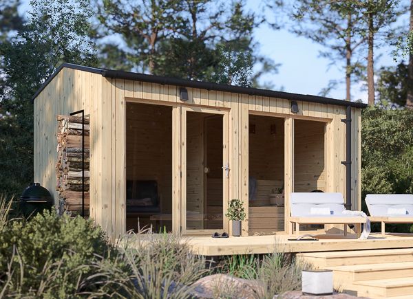 Bastuhus SERENE (34 mm + fasadbeklädnad), 4.5x2.5 m, 5 m² avp.ui.product_images.thumbnail 1