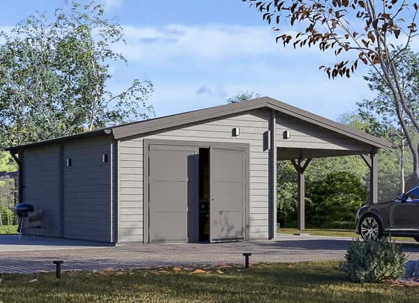 Enkelgarage MULTI (44 mm) 4x6 m med carport 3x6 m avp.ui.product_images.thumbnail 1