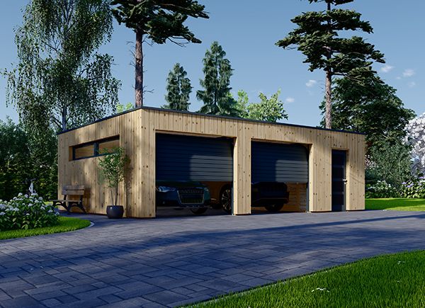 Dubbelgarage SILVIA DUO F PLUS (34 mm + fasadbeklädnad), 8x6 m, 48 m² avp.ui.product_images.thumbnail 1