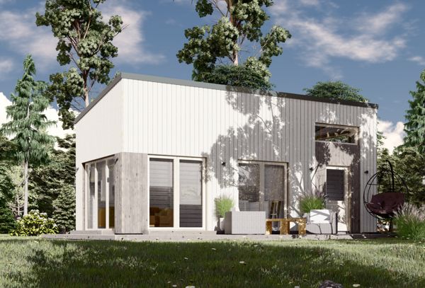 Attefallshus med loft LAILA (44 mm + fasadbeklädnad), 8,2x3,6 m, 24 m² + 8 m² loft avp.ui.product_images.thumbnail 1