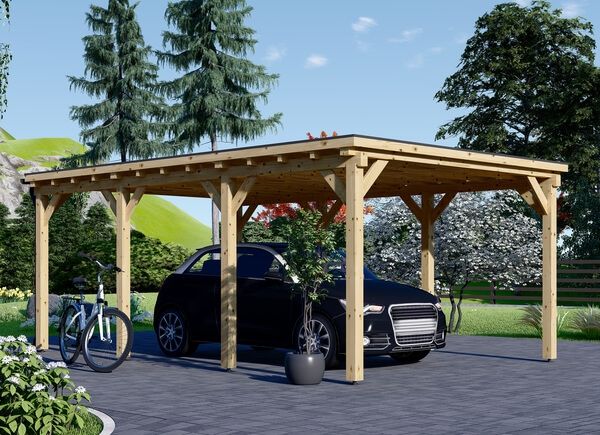 Enkel carport i trä med pulpettak MODERN, 3x6 m avp.ui.product_images.thumbnail 1
