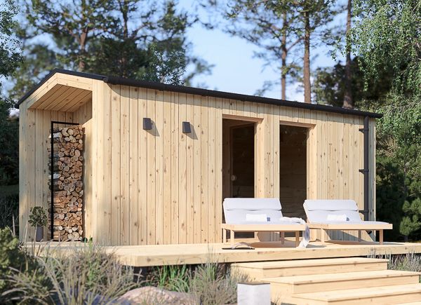 Bastuhus SERENE (34 mm + fasadbeklädnad), 5.3x2.5 m, 5 m² avp.ui.product_images.thumbnail 1