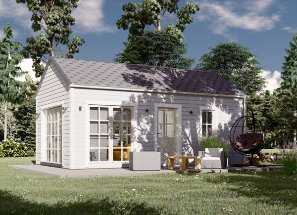 Attefallshus med loft MALENA (44 mm + fasadbeklädnad), 7,1x4,1 m, 24 m² + 10 m² loft avp.ui.product_images.thumbnail 1