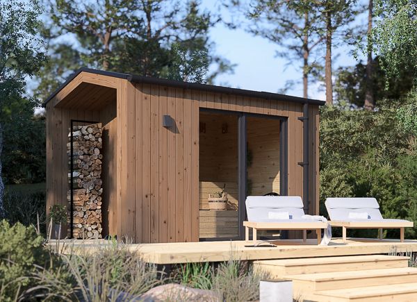 Bastuhus SERENE (34 mm + fasadbeklädnad), 3.3x2.5 m, 4.95 m² avp.ui.product_images.thumbnail 1