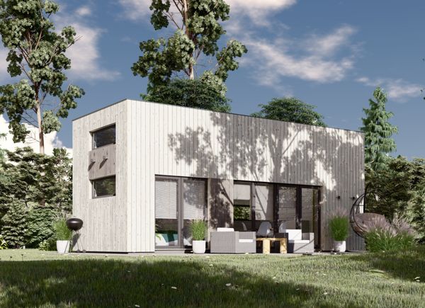 Attefallshus med loft ERIKA (44 mm + fasadbeklädnad), 8,4x3,4 m, 24 m² + 10 m² loft avp.ui.product_images.thumbnail 1