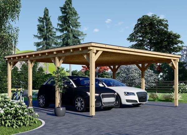 Dubbel carport i trä med pulpettak MODERN DUO, 6x6 m avp.ui.product_images.thumbnail 1