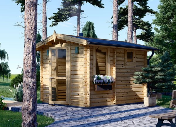 Bastustuga med omklädningsrum ELDA (44 mm), 2,5x3,2 m, 8 m² avp.ui.product_images.thumbnail 1