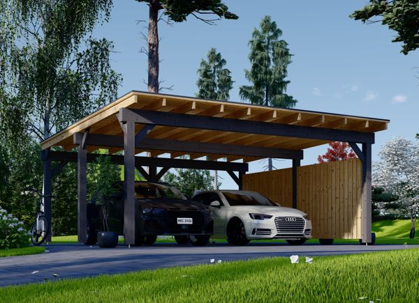Dubbel carport i trä LUNA DUO F med sidopanel 6x6 m avp.ui.product_images.thumbnail 1