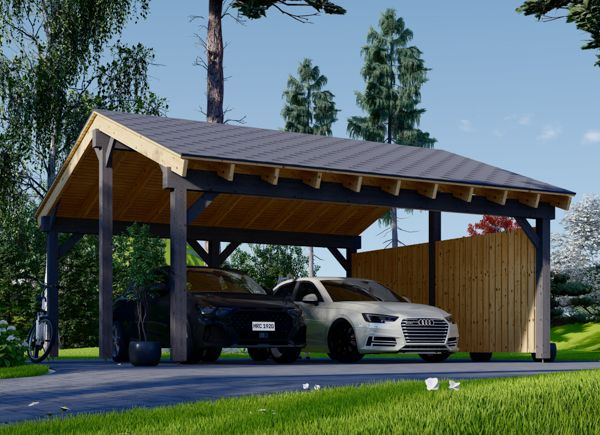 Dubbel carport i trä LUNA DUO med sidopanel 6x6 m avp.ui.product_images.thumbnail 1