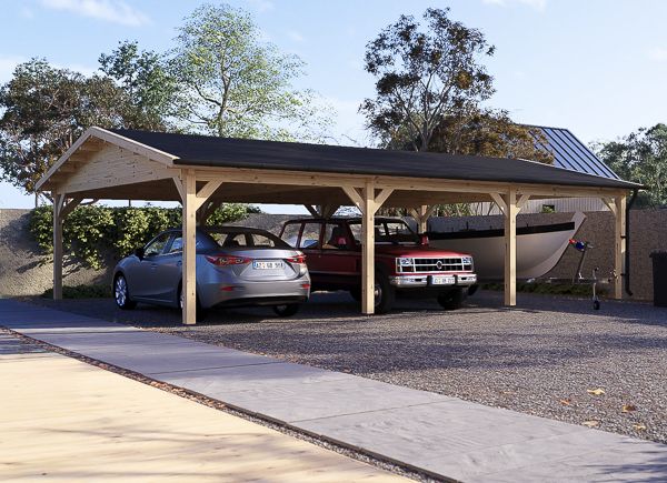 Trippel carport i trä CLASSIC TRIO, 5.95x8.95 m avp.ui.product_images.thumbnail 1