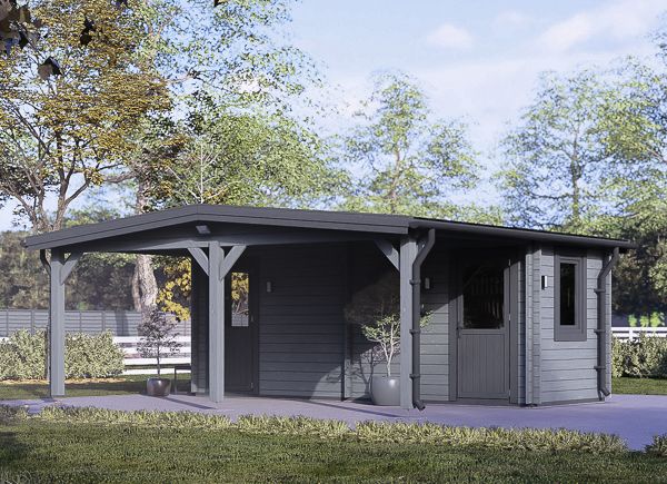 Enkel carport i trä 3x6 m med förråd (44 mm), 2x6 m avp.ui.product_images.thumbnail 1