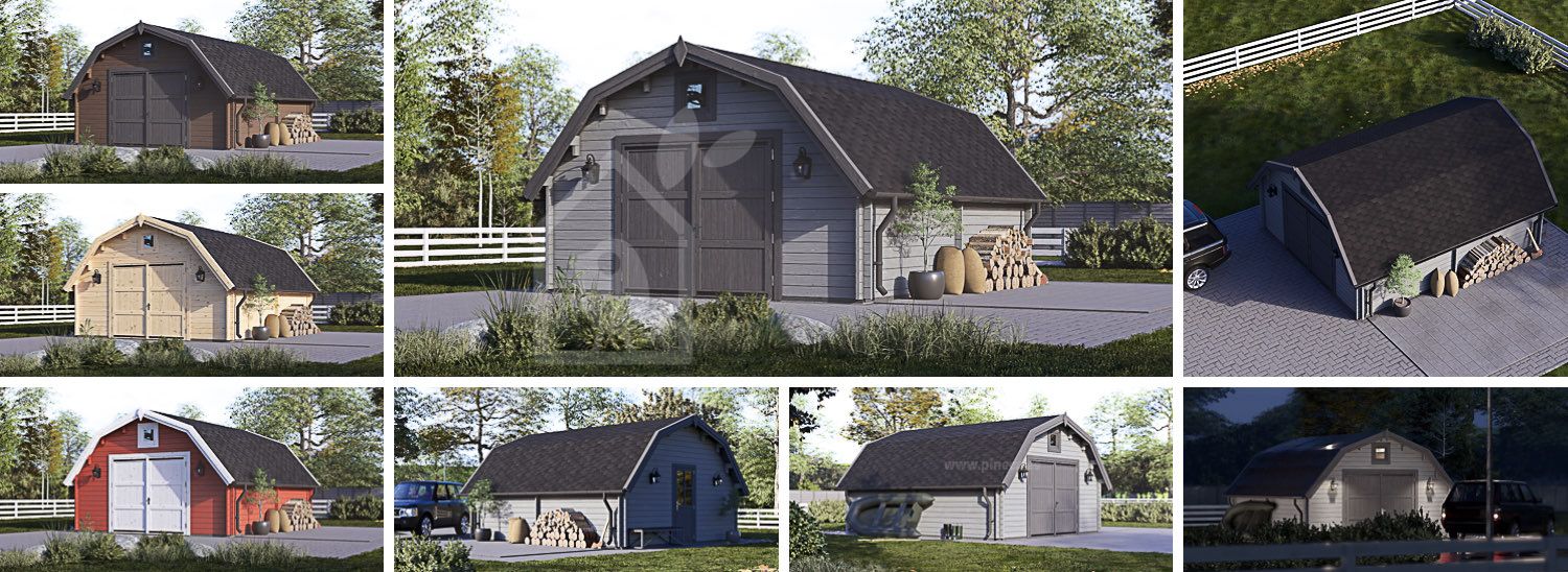 Enkelgarage BARN (44 mm), 5x6 m, 30 m² visualization 1