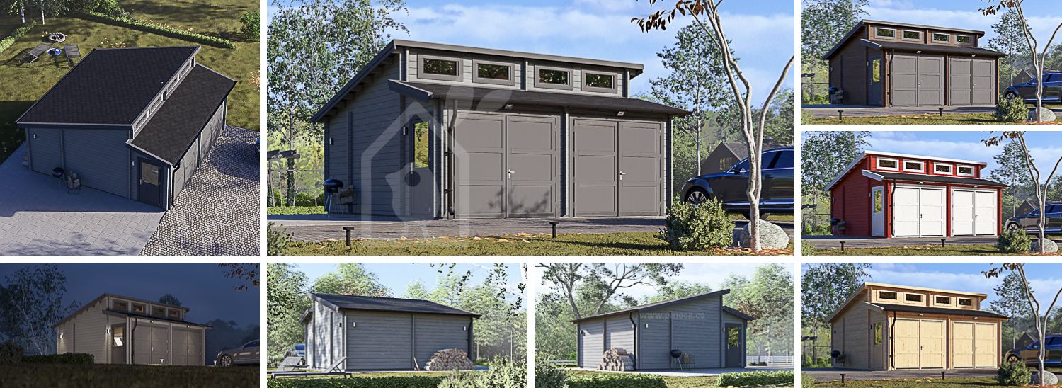 Dubbelgarage TWIN DUO (44 mm), 6x6 m, 36 m² visualization 1
