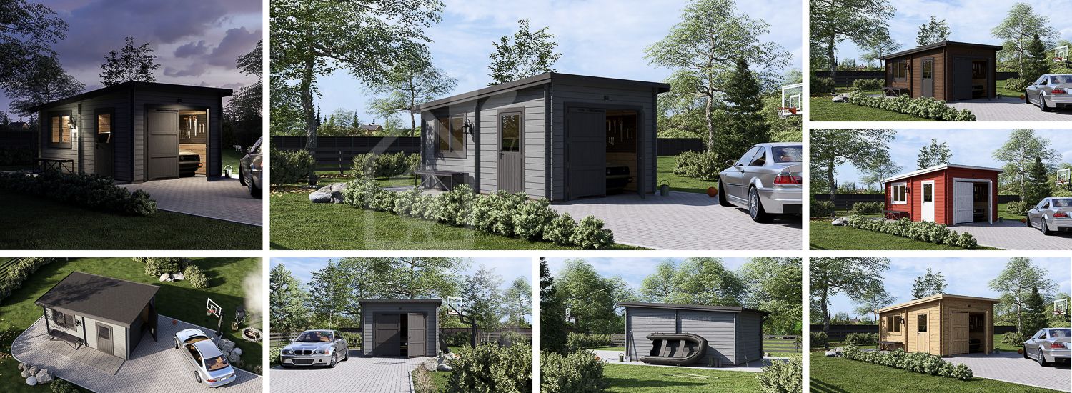 Enkelgarage MODERN (34 mm), 3.6x5.4 m, 20 m² visualization 1
