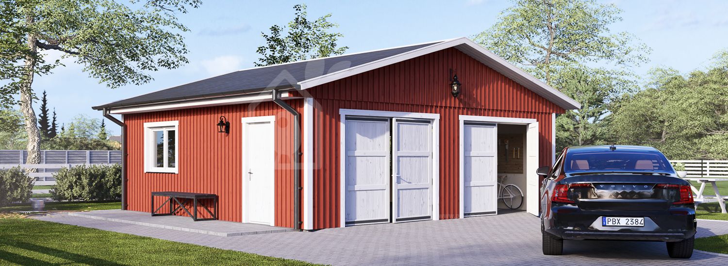 Garage byggsats - dubbelgarage LORA DUO, 7,2 x 7,2 m, 49 m² visualization 1