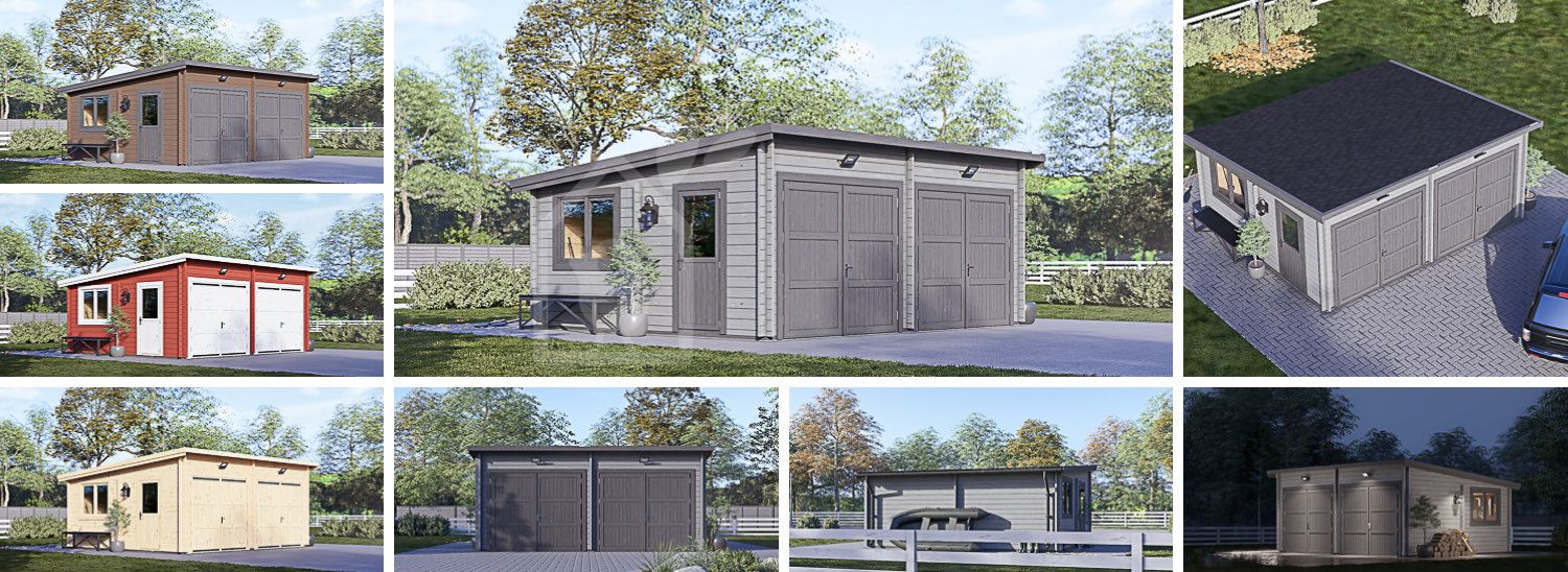 Dubbelgarage MODERN (44 mm), 6x5 m, 30 m² visualization 1