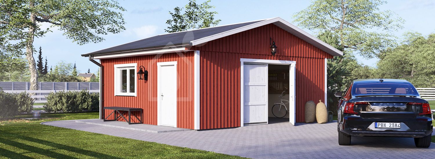 Garage byggsats - enkelgarage LORA, 6x6 m, 33 m² visualization 1