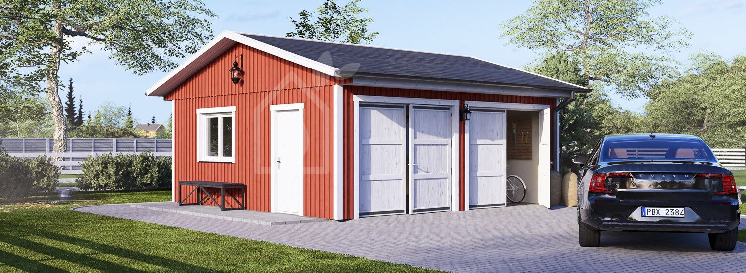 Garage byggsats - dubbelgarage LORA ALT DUO, 6x6 m, 33 m² visualization 1