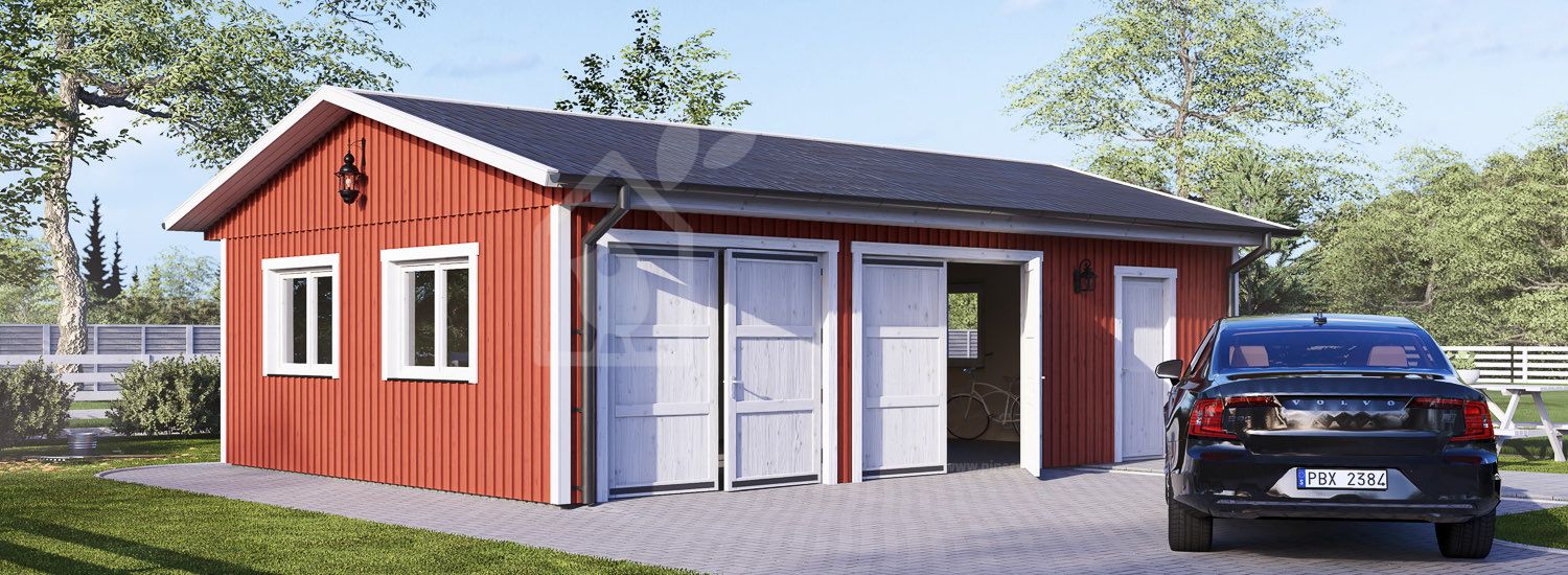 Garage byggsats - dubbelgarage LORA ALT DUO, 9x6 m, 51 m² visualization 1