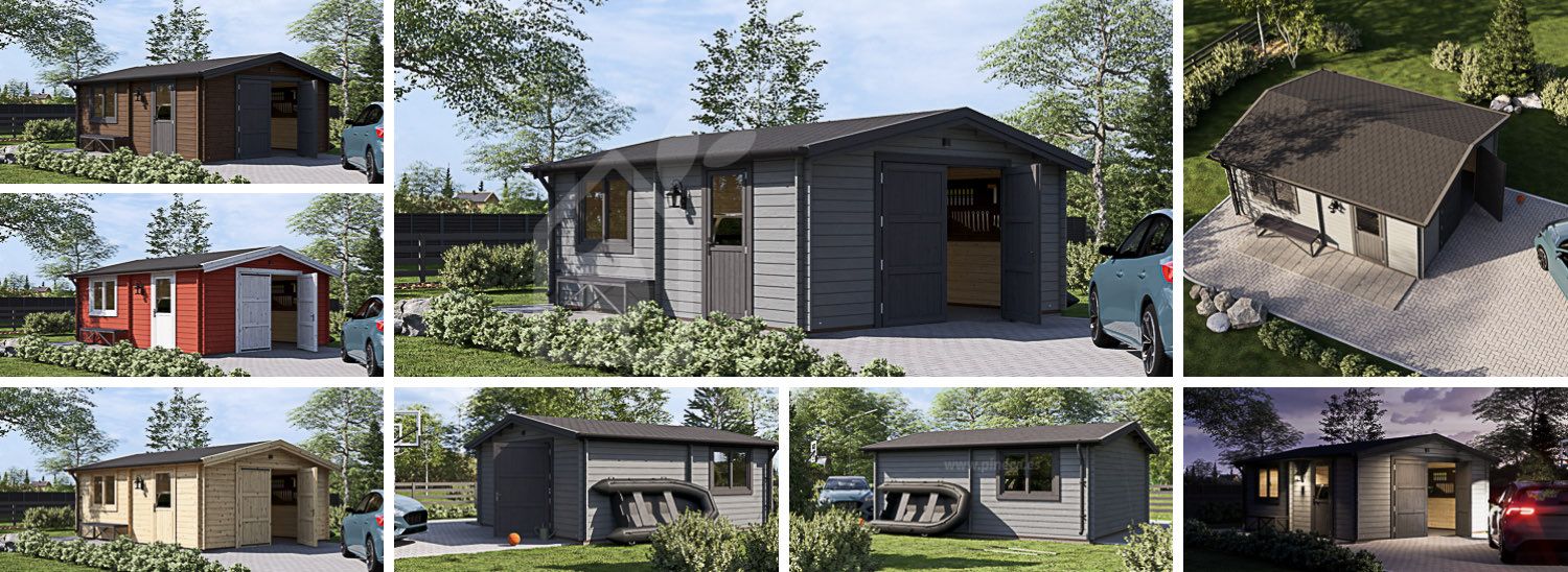 Enkelgarage CLASSIC (44 mm), 5x6 m, 30 m² visualization 1