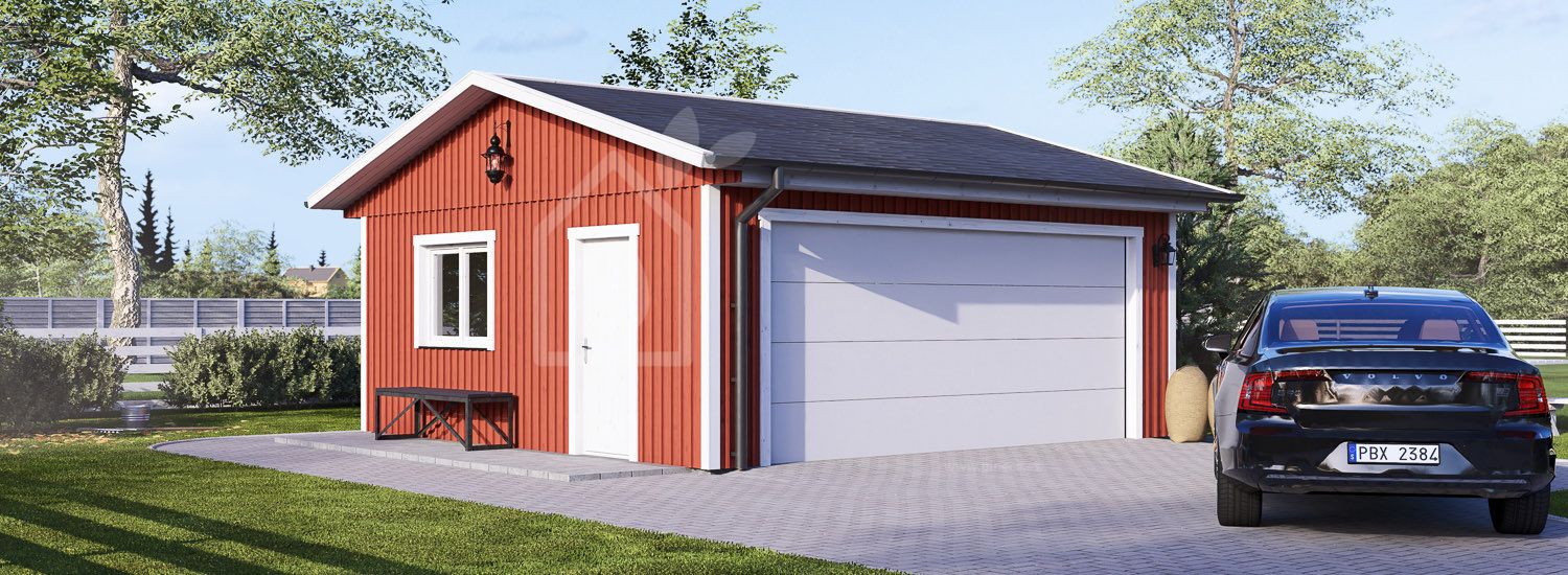 Garage byggsats - dubbelgarage LORA ALT DUO (med bred port), 6x6 m, 33 m² visualization 1