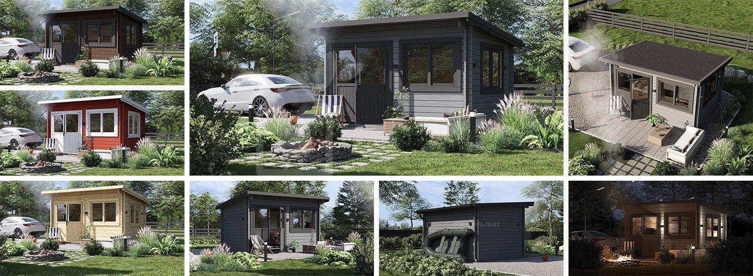 Friggebod med pulpettak LILLE (44 mm), 4x3 m, 12 m² visualization 1
