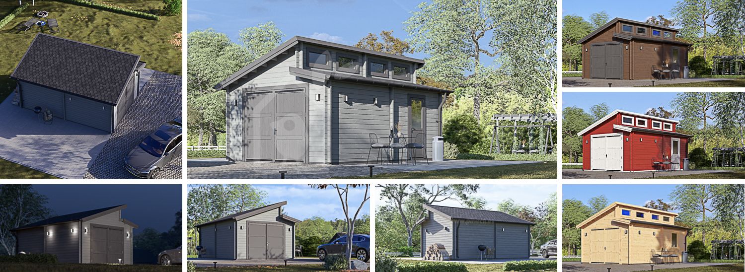 Enkelgarage TWIN (44 mm), 4x6 m, 24 m² visualization 1